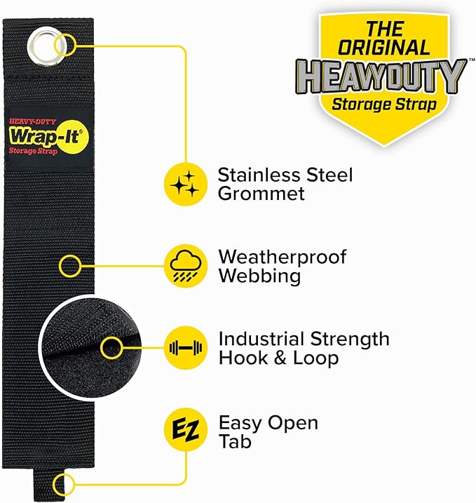 Heavy-Duty Wrap-It Storage Straps, 28-inch (2 Pack) - Hook and Loop Garden Hose Hanger, Pool Cord Storage Organizer for Cords, Tow Rope, Building Materials, RV and Garage Organization