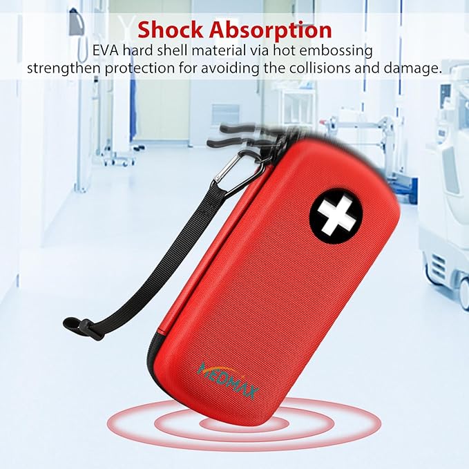 Hard Shell Insulin Cooler Travel Case with 2 Ice Pack, Shock Absorption Insulated Diabetic Medication Organizer Carrying Bag with Extra Pouch for Insulin Pen and Other Diabetic Supplies, Red