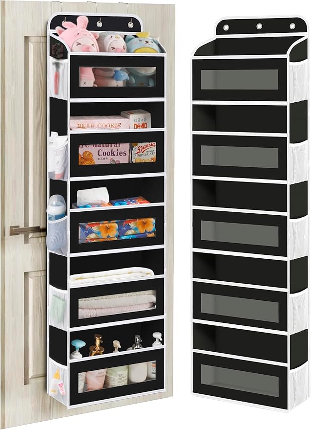 Over The Door Organizer, 5 Shelves Closet Door Hanging Organizer with 10 Mesh Pockets, Nursery Closet Organizer, Baby Essentials, Dorm Room Essentials for Girls