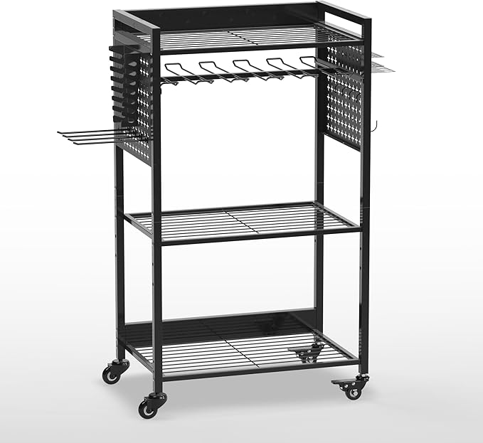 Large Power Tool Organizer Cart with Lockable Wheels | 4-Tier Organizer for Power Tools & Garage Storage, Mechanic Cart, Gift for Men, Dad, Husband