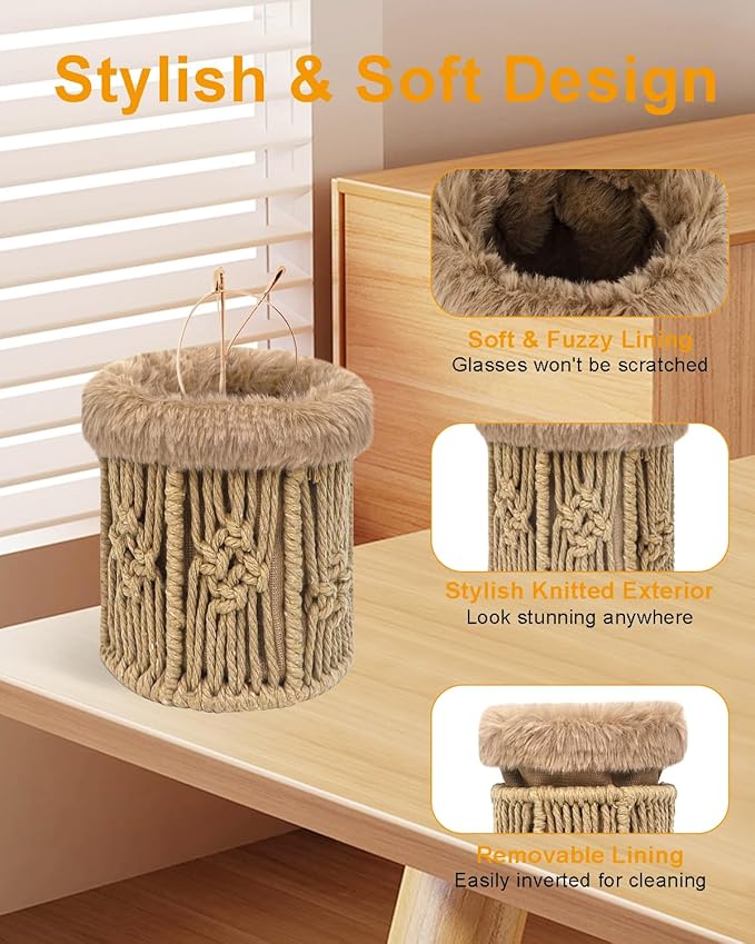 Glasses Holder,Anti-scratch Plush Lined Eyeglass Holder Stand for Nightstand Desk Storage Organizer