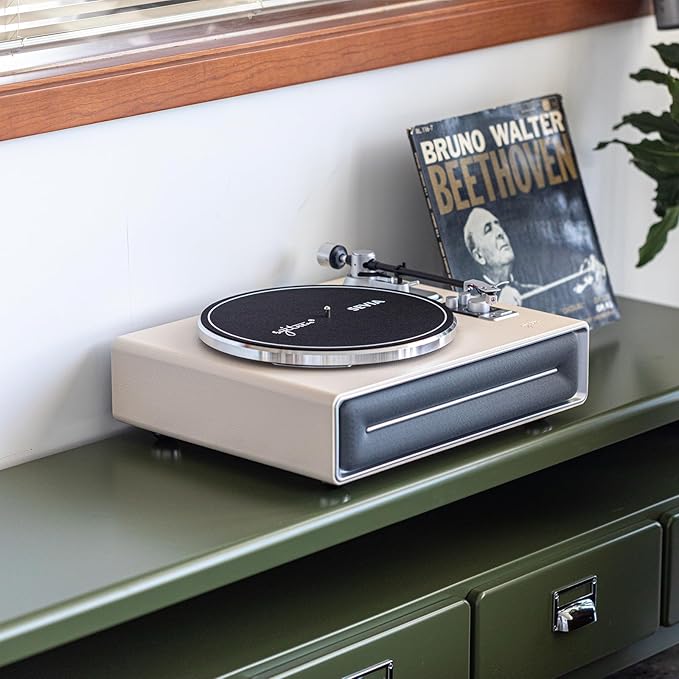 SEVIA Record Player Vintage Turntable for Vinyl Records with Built-in Speakers Bluetooth Retro Phonograph