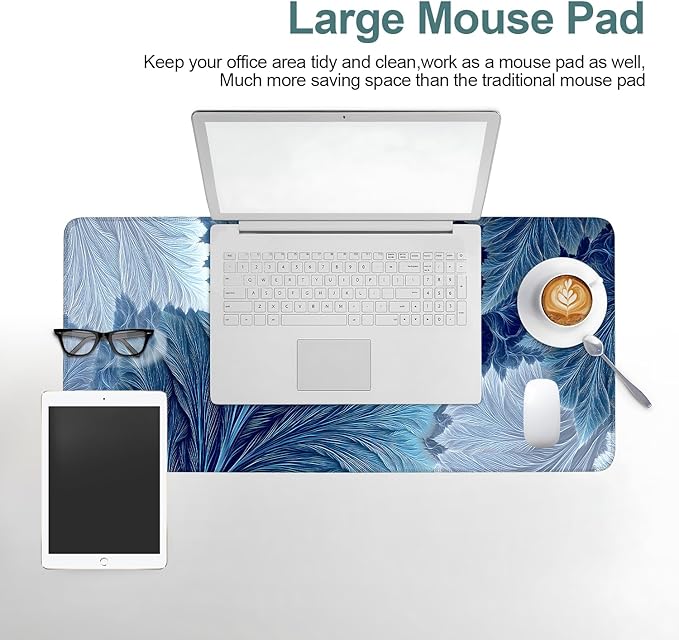 Leaves Gaming Mouse Pad 31.5"x11.8"Desk Mat Anti-Slip Rubber Base & Durable Stitched Edges for Gamers Smooth Mouse Writing Surface for Desk Office/Home