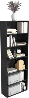Wooden 6 Tier Book Shelf, 6 Cube Storage Organizer,6 Tier Low Bookcase Storage Display Organizer, 64 Inch Versatile Cubes Shelf and Cubby Unit for Any Space (Black, 6 Cube-W(23.6inch)