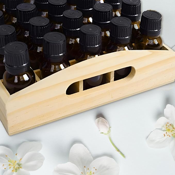 2 PCS Wooden Essential Oil Bottle Storage Box, Essential Oil Holder Detachable Display Organizer Stand, Wooden Storage Box Fits 5-15 Ml Bottles