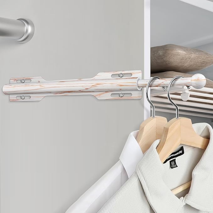 FIRJOY 12" Valet Rod for Closet Pull Out (2 Pack, Marble Grain)