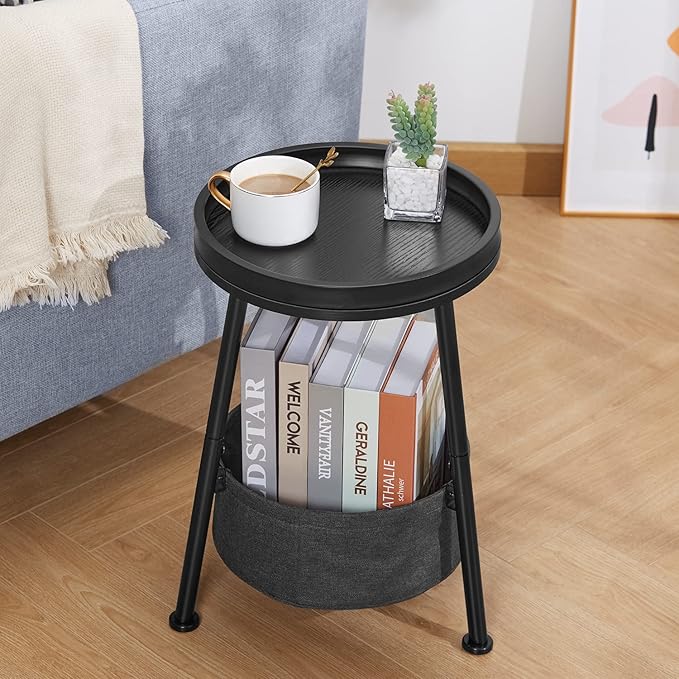 Round End Table, 11.8*17.8' Round Sofa Table, Small Round Table, Small Coffee Table, Living Room Bedroom