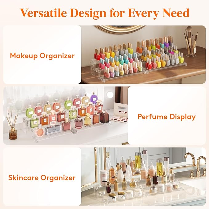 Lifewit 12 Inch Perfume Stand Organizer, 3 Tier Plastic Display Riser for Makeup, Skincare Vanity Storage, Cupcake, Figurine Holder, Bathroom, Bedroom, Room Decor, Clear, 1 Pack