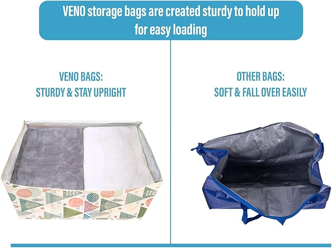 VENO 6 Pack Moving Bags and Large Christmas Decoration Storage Bins with lids. Alternative to Moving Boxes, Packing Supplies for College. Heavy Duty Totes (Pastel Forest, 6 Pack)