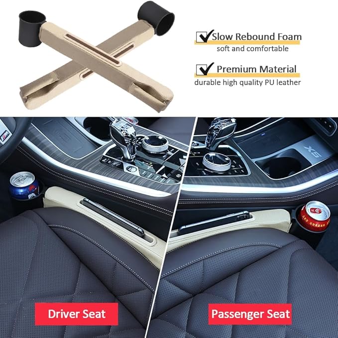 3in1 Car Seat Gap Storage - Prevent Small Items from Falling, with Pocket Organizer and Removable Cupholder (Black)