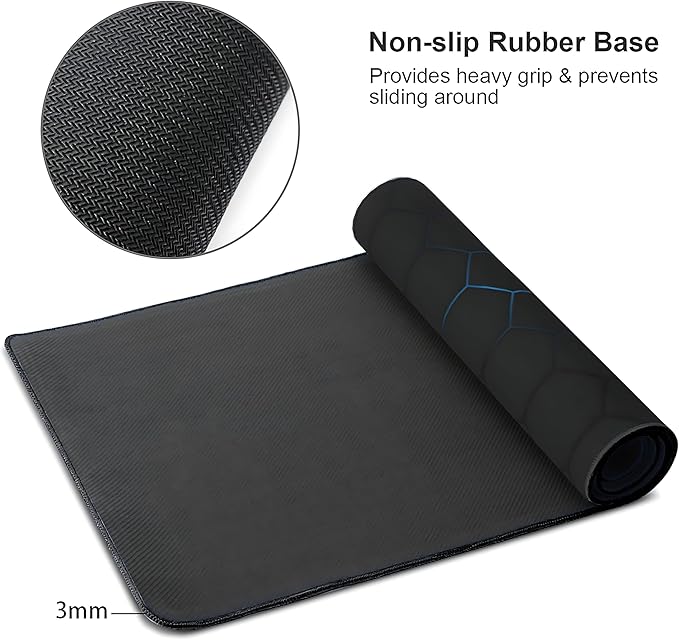Hexagon Honeycomb Large Mouse Pad,Gaming Keyboard Desk Pad,Extended Mouse Mat Non-Slip Rubber Base with Stitched Edges for Office Game Home XL 31.5"x11.8"