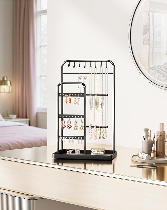 pickpiff Jewelry Holder Stand: Jewelry Display for Necklace, Bracelet, Earring, Ring, Black
