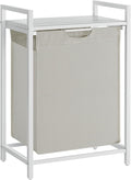 VASAGLE Laundry Hamper, Laundry Basket, Laundry Sorter with A Pull-Out and Removable Bag, Shelf, Metal Frame, 17.2 Gallons (65 L), 19.7 x 13 x 28.4 Inches, Cream White and Cloud White UBLH101W01