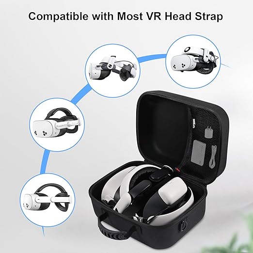 Large Hard Travel Case for Meta Quest 3/Quest 3S, Compatible with BOBOVR S3 Pro/Kiwi Design Battery Head Strap, Controllers & Accessories, Portable Carrying Case for Oculus Quest 3/3S Black