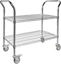 Northsky 2-Shelf Wire Utility Cart on Wheels, Chrome Finish Rolling Metal Shelving with Wheels, 550lb Capacity, 36" x 18" x 38", 2 Tier Rolling Cart for Kitchen Bar Storage Use