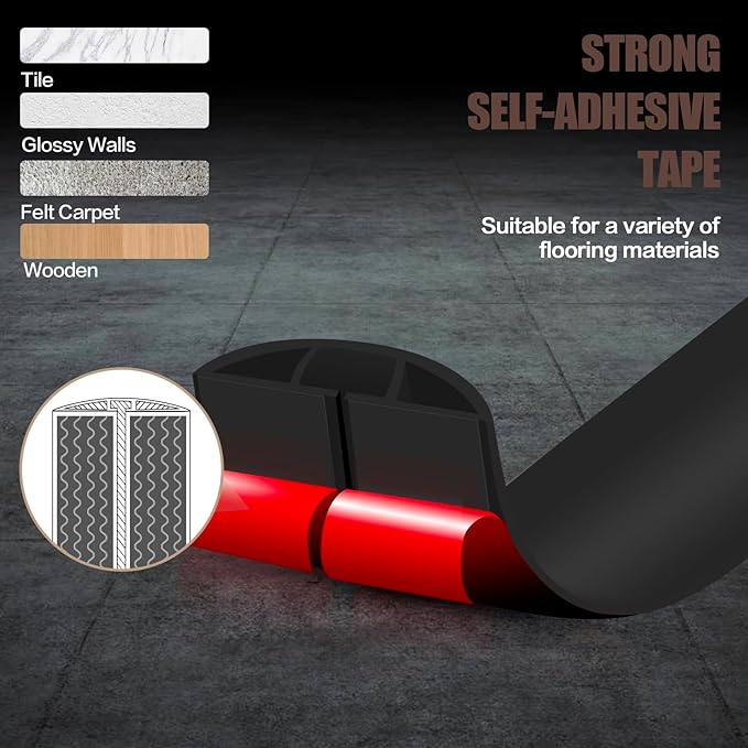 Floor Cord Cover Self Adhesive Cord Hider,10FT Cable Management, Extension Strip Protector for Wires, Prevent Cable Trips for Offices, Gyms, Exhibitions Cavity:0.47"(W) x 0.35"(H) Black