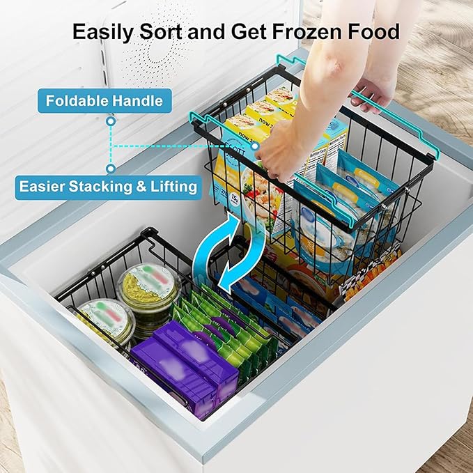 Stackable Freezer Storage Container For Produce Vegetables Snackies Extendable Wire Basket With Clear Bounds Permanent Kitchen Organization Multiple Purpose Refrigerator Food Container