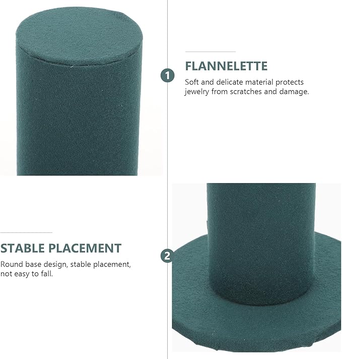 Velvet Vertical Hair Tie Organizer Tower Scrunchie Display Stand for Hair Bands and Jewelry Storage Band Holder Rack for Women Dark Green