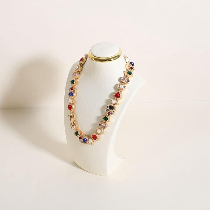 velvet necklace display stand, necklace display holder for selling, bust jewelry display, necklace mannequin display stand【Cream-Small】