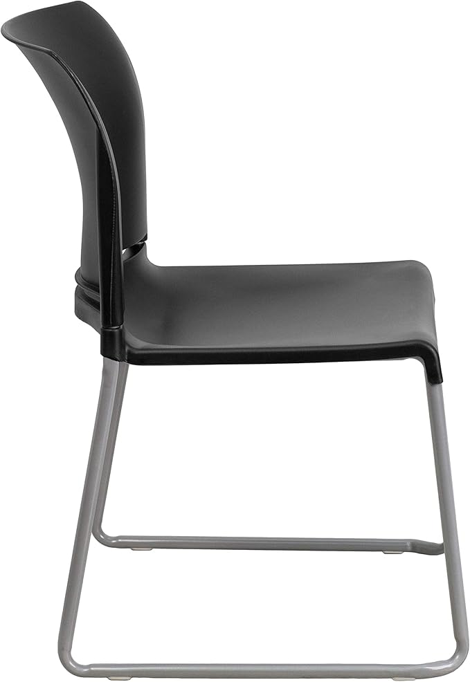 Flash Furniture Hercules Series Contoured Stacking Chairs for Waiting Rooms and Offices, Ergonomic Lobby Chairs with Curved Back, Set of 5, Black