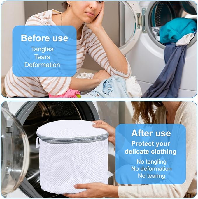 2pcs Underwear Bra Mesh Laundry Bag, 6.50x5.91in/16.5x15cm Durable Reusable Delicate Undergarment Laundry Net with Reinforced Washing Machine Mesh for College Dorm Travel Family Apartment