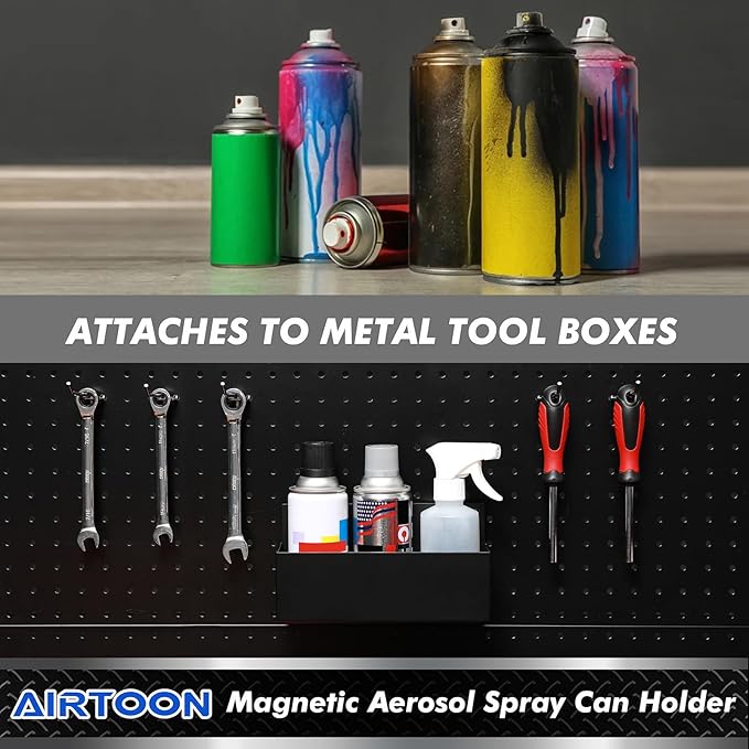 AIRTOON Magnetic Aerosol Spray Can Holder, Magnetic Bottle Holder for Garage, Workspace and Home, Black
