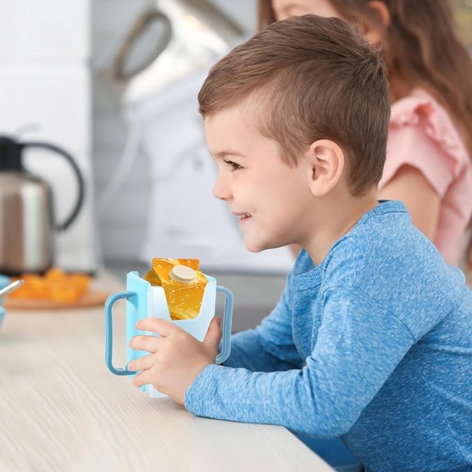 Juice Box Holder - Portable Toddler Drink Pouch Holder, Squeeze Proof Milk Pouch Holder | Reusable Milk Carton Cup Holder, Adjustable Juice Bag Holder, Milk Cup Holder Peerfect for Kids and Toddler