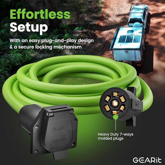 GEARit 7-Way Trailer Extension Cord (4 Feet) 7-Pin Trailer Plug Inline Cord Wire Harness Cable Double Prongs Connector for Gooseneck Hitch, Truck, Camper, RV - 4ft