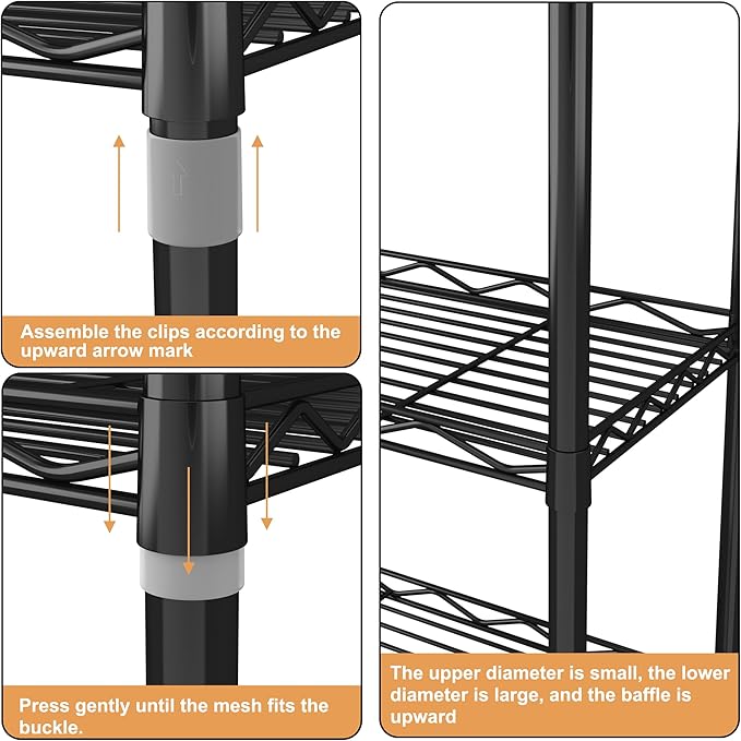 HOMEFORT 6-Tier Wire Shelving, 6 Shelves Unit Metal Storage Rack, Durable Organizer, Perfect for Pantry Closet Kitchen Laundry Organization (Black)