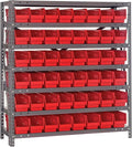 Quantum Storage Systems 1239-101RD Steel Shelving Unit with 4" Shelf Bins, 12" D x 36" W x 39" H, Red