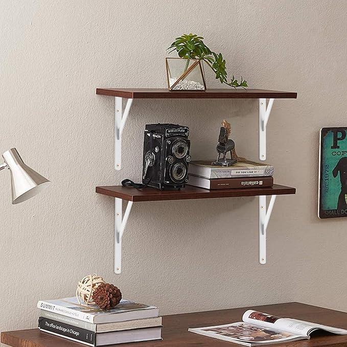 12 Pack L11 x H 8" White Heavy Duty Shelf Brackets with Screws Metal Shelf Brackets Shelf Support Angle Brackets for Shelves L Brackets Heavy Duty Floating Shelf