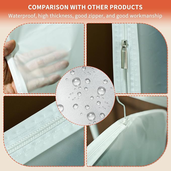 Clear Garment Bags for Hanging Clothes,48in Dress Clothing Suit Bags Coat for Sweater Closet Storage Dress Hanging Garment Translucent Clothes Covers Protecting Dusts(6-Pack)