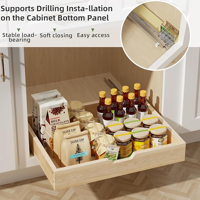 Pull Out Drawers for Cabinets, 13½” W x 21” D Soft Close Slide Out Drawers for Kitchen Cabinets, Cabinet Pull Out Shelves Requires At Least 14.5” Cabinet Opening