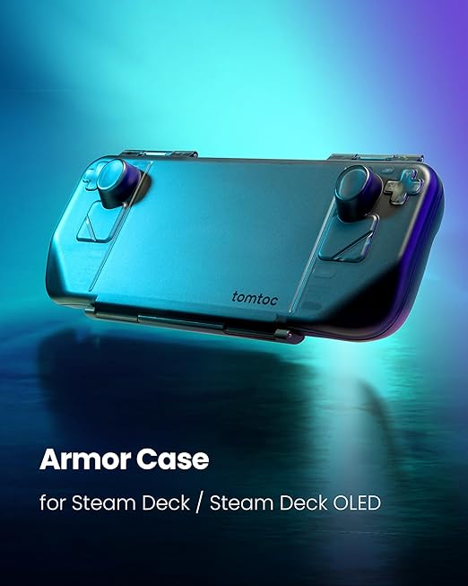 tomtoc Armor Case for Steam Deck/OLED, Steam Deck Hard Shell, Slim Portable Travel Carry Case, Shock-proof, Charging Convenience, with Military Grade Protection, Protective Cover