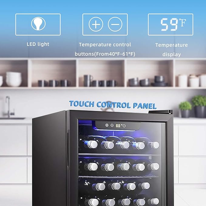 Antarctic Star 16 Bottle Wine Cooler Beverage Refrigerator Small Mini Wine Cellar Beer Soda Clear Glass Door Bar Fridge Quiet Operation Compressor Adjust Temp Control Freestanding, 2.5 Cu. Ft