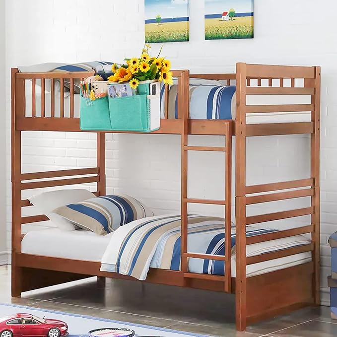 Bedside Caddy Bedside Storage Organizer Hanging Bunk Bed Dorm Room with Side Pockets for Water Bottles, Books, Cell Phones, Headphones 2 Pack (Light Blue)