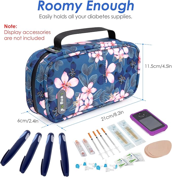 YOUSHARES Insulin Cooler Travel Case - Travel Medicine Cooler Bag for Insulin and Diabetes Supplies Travel, Insulin Case with 2 TSA Approved Gel Ice Pack (Magnolia)