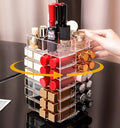 Sooyee 360 Degree Spinning Lipstick Organizer Holder 53 Spaces,Acrylic Cosmetic Display Cases for Lipstick, Brushes, Bottles, and more,Clear