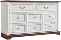 Farmhouse 8 Drawer Dresser with Roman Column Design, 54" Long Wood Chest of Drawers for Bedroom,Living Room, Antique White