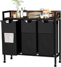 Laundry Sorter 3 Section,360°Rolling Laundry Basket,3 Pull-Out and Removable Oxford Fabric Laundry Bags(144L),Rustic Brown and Black