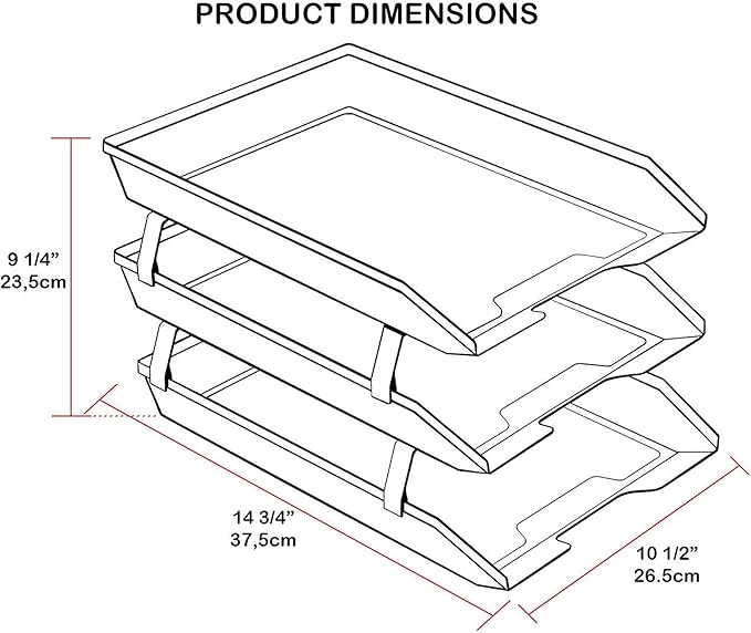 Acrimet Facility 3 Tier Letter Tray, Front Load, Letter Size/A4, Desktop File Organizer, Plastic (Clear Smoke Color)