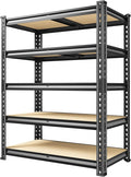 60.1" H Garage Storage Shelves 1990LBS Storage Shelves, 5 Tier Adjustable Metal Shelving, Garage Shelving for Storage, Basement, Warehouse, Pantry, Kitchen, 27.5" W x 11.9" D x 60.1" H, Black