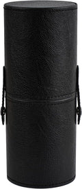 Portable Makeup Brush Holder, Waterproof PU Leather Travel Makeup Brush Case Bag Cup, Brush Storage Dustproof Bag (02Black)