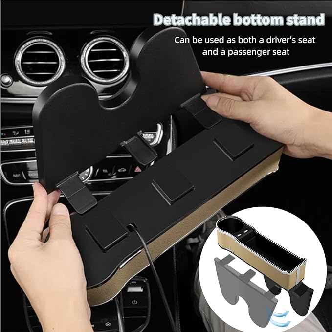 DEEYOTA a Gap Filler Organizer with Cup Holder, Car Seat Organizer Auto Console Side Storage Box Organizer for Car Front Seat (Black)