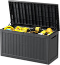 270 Gallon Deck Box, Resin Outdoor Indoor Waterproof Storage Box, Lockable Storage Box With Handle for Patio Furniture - Garden Tools - Swimming Pool Tools UV Resistant, Black
