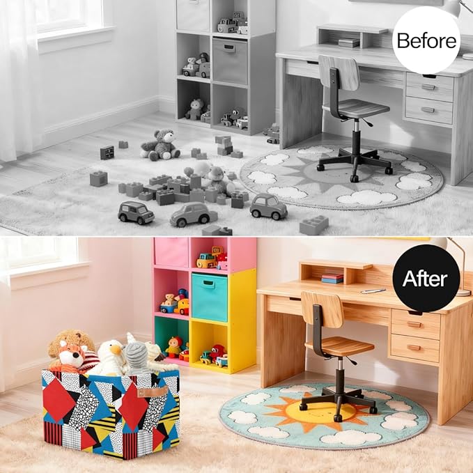 Large Storage Bins - Colorful Geometric Art Collapsible Rectangle Shelf Closet Organizer Baskets for Kids Dirty Clothes, Toys, Nursery, Bathroom, Bedroom, Home Decor Gift Basket