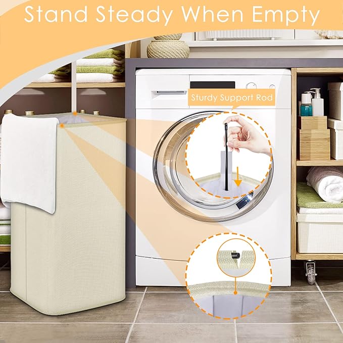 SNIGJAT Large Laundry Hamper, Tall Laundry Hamper with Sturdy Handles, Hampers for Laundry, Rectangular Dirty Clothes Hamper for Bedroom, Extra Large Laundry Basket for Clothes Toys, 80 L