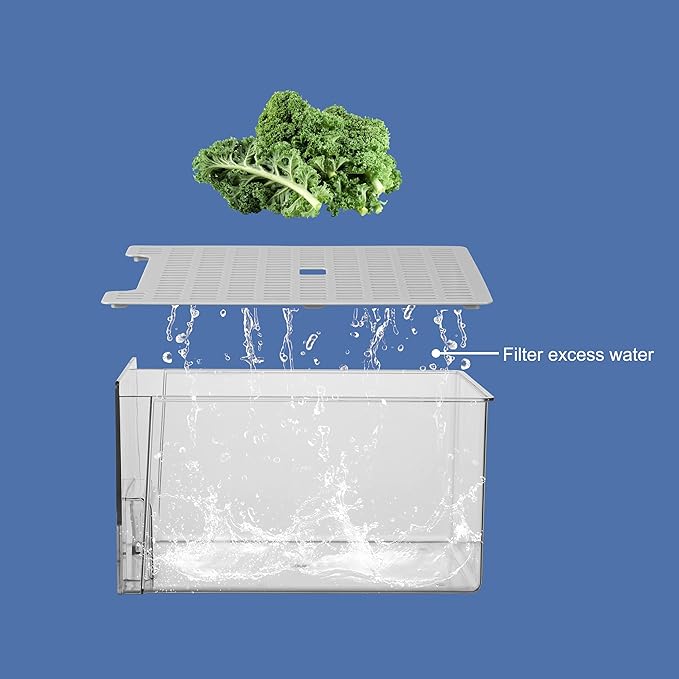 Plastic Clear Fridge Storage Organizer with Drawers & Drainer - Stackable Bins for Kitchen Fruit & Veggie Organization (Complete Set)