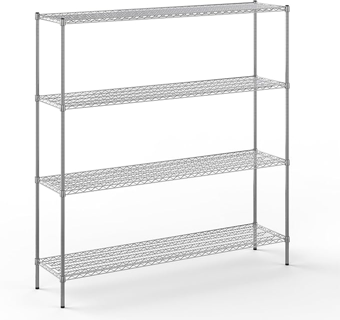 18" Deep x 72" Wide x 74" Height Wire Shelving Kit | 4-Tier | NSF Commercial Storage Rack Unit