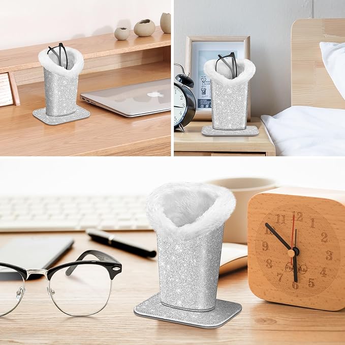 Fintie Plush Lined Eyeglasses Holder, Glasses Stand Case, Anti-scratch Glasses Storage Organizer for Desk, Nightstand, Office